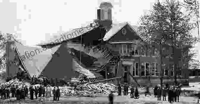 A Vintage Photograph Depicting The Aftermath Of The Bath School Disaster, Showcasing The Charred Remains Of The School Building. Gone At 3:17: The Untold Story Of The Worst School Disaster In American History