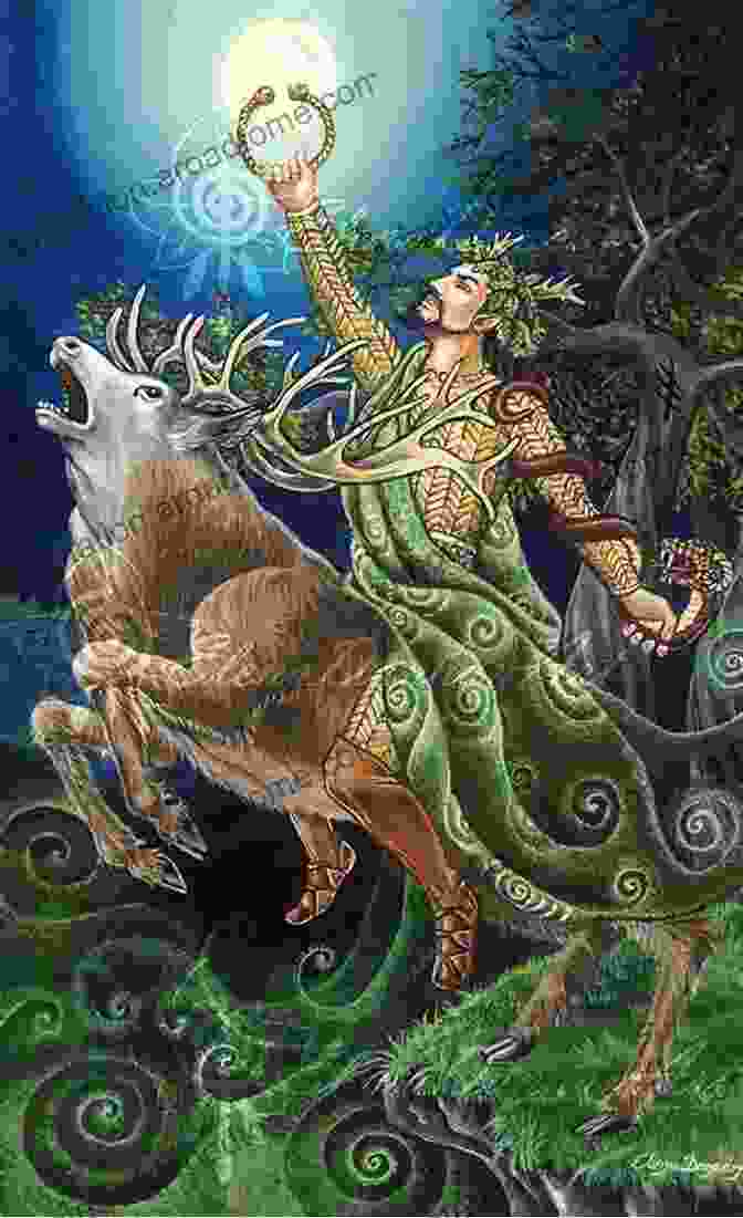 An Illustration By Leonardo Soares Depicting A Celtic Goddess With Flowing Hair, Adorned With Intricate Celtic Knotwork, Surrounded By Nature. The Celtic Goddess Leonardo Soares