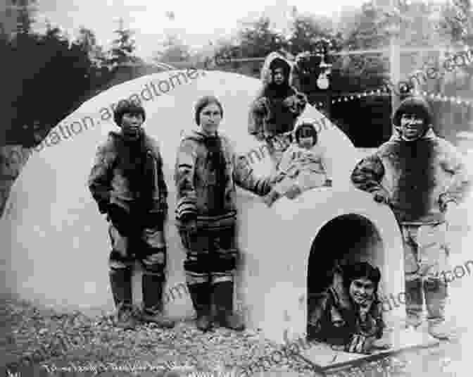 An Inuit Family Bundled Up Against The Cold Outside Their Traditional Igloo The Very Very Far North