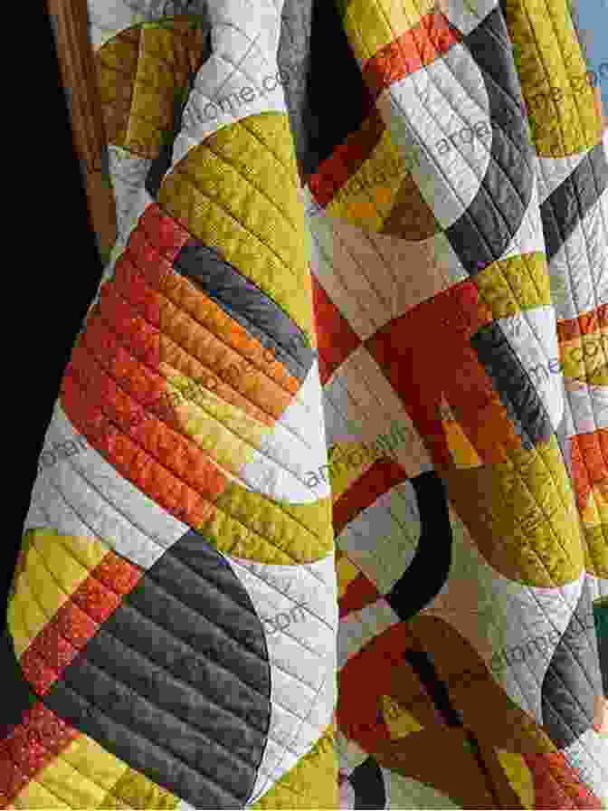 Close Up Of A Modern Quilt Featuring Bold Fabrics, Geometric Patterns, And Intricate Quilting. QUILT AS YOU GO MODERN TECHNIQUES