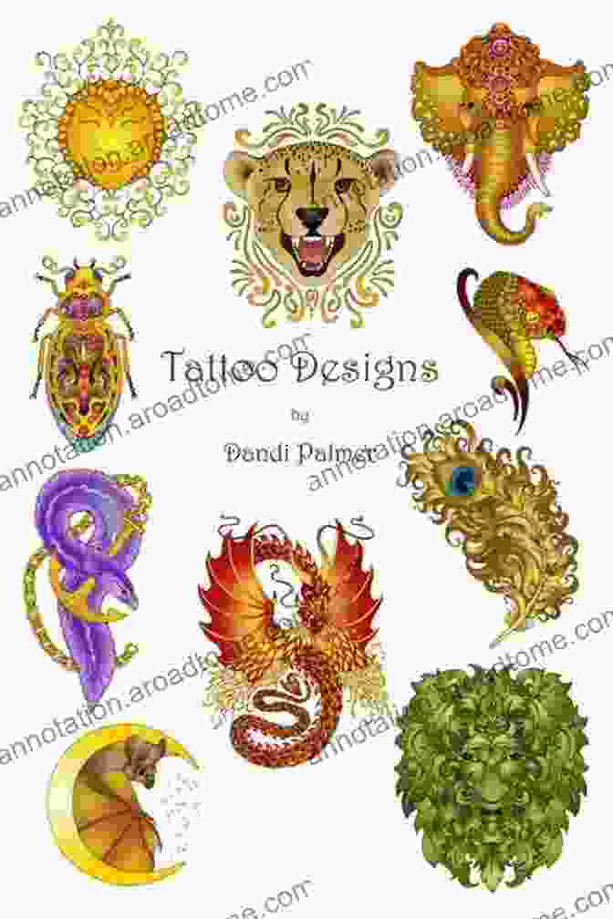 Cover Of 'Tattoo Designs' By Dandi Palmer, Featuring A Vibrant And Intricate Tattoo Design In Full Color On A Textured Background Tattoo Designs Dandi Palmer