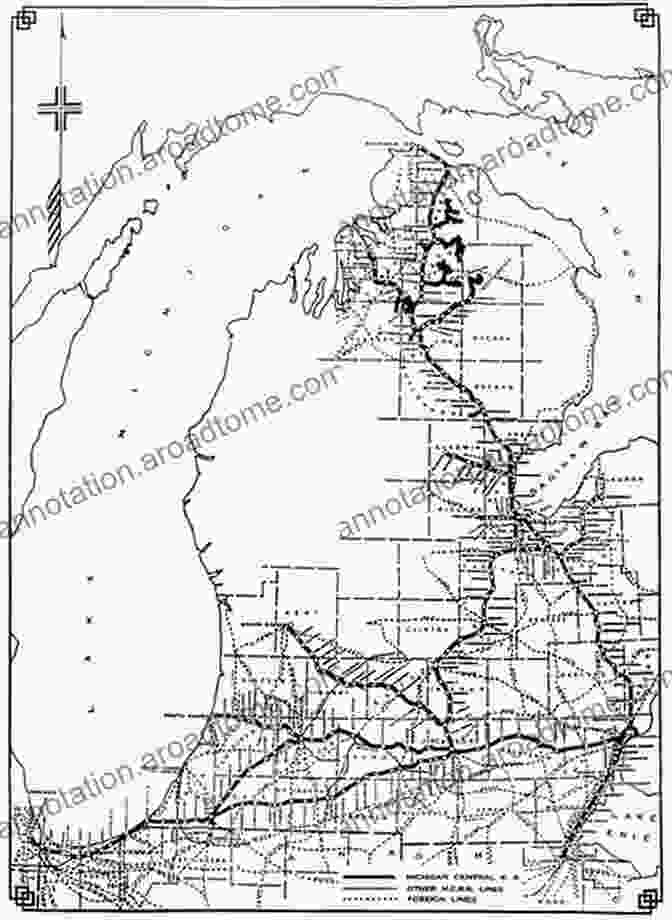 Detailed County Map Highlighting The Intricate Network Of Railroads In Michigan, 1916. MICHIGAN RAILROAD MAPS 1916: COUNTY BY COUNTY