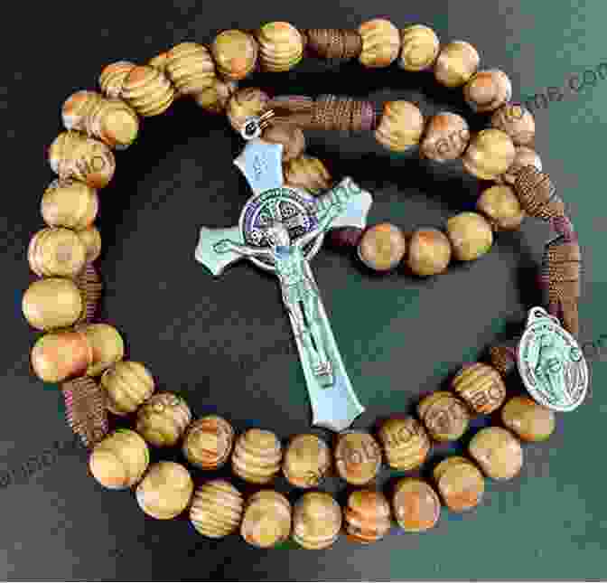 Prayer Beads, Made Of Wood Or Gemstones, Resting On An Embroidered Cloth. Release The Power Of Prayer